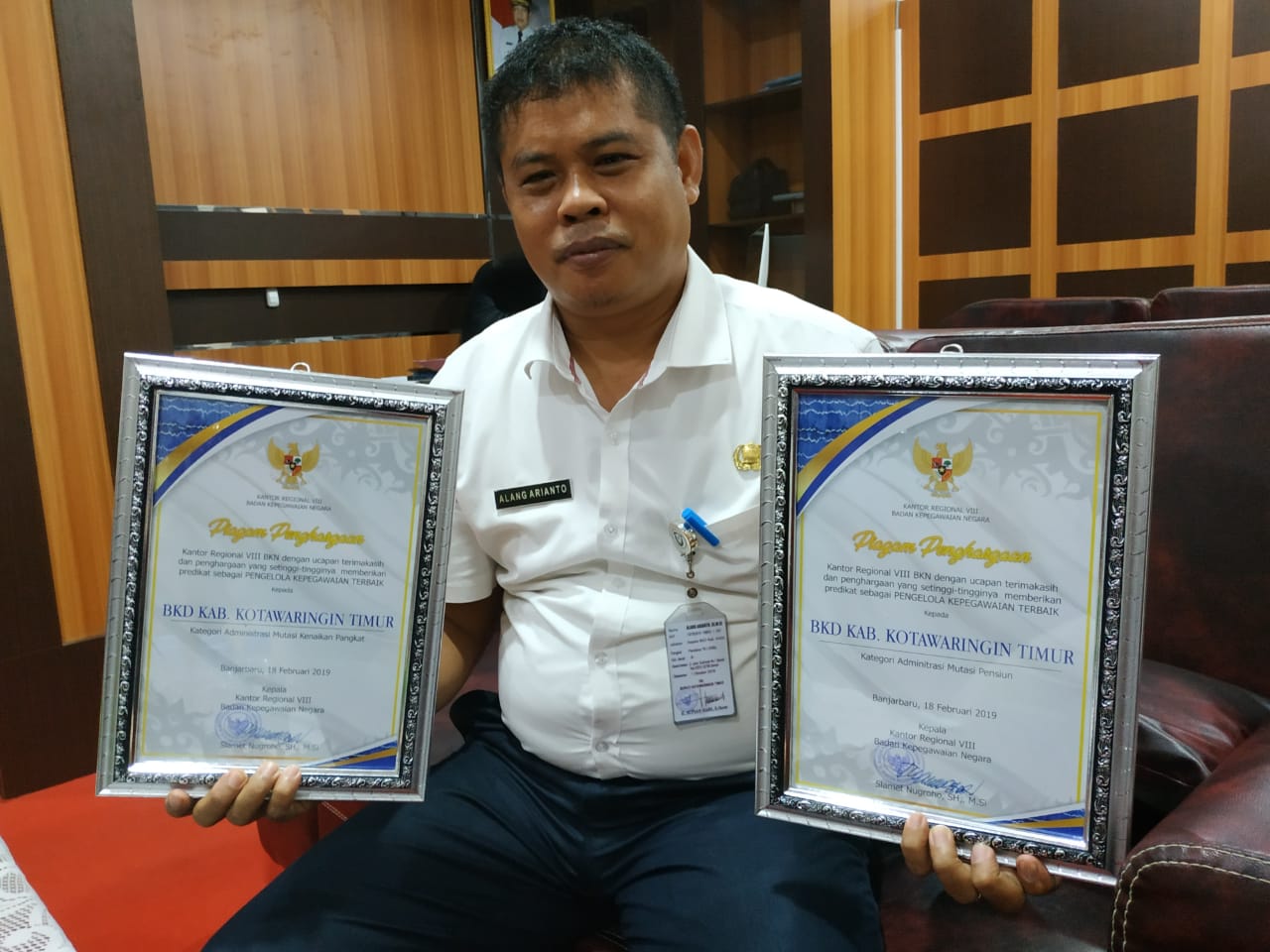 BKD Kotim Dapat Penghargaan Pengelolaan Kepegawaian Terbaik dari BKN
