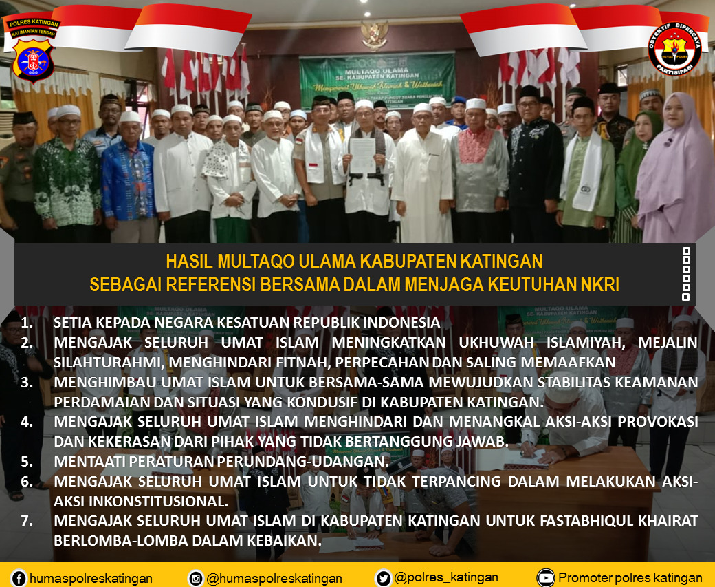 Ini 7 Rekomendasi Multaqu Ulama Katingan