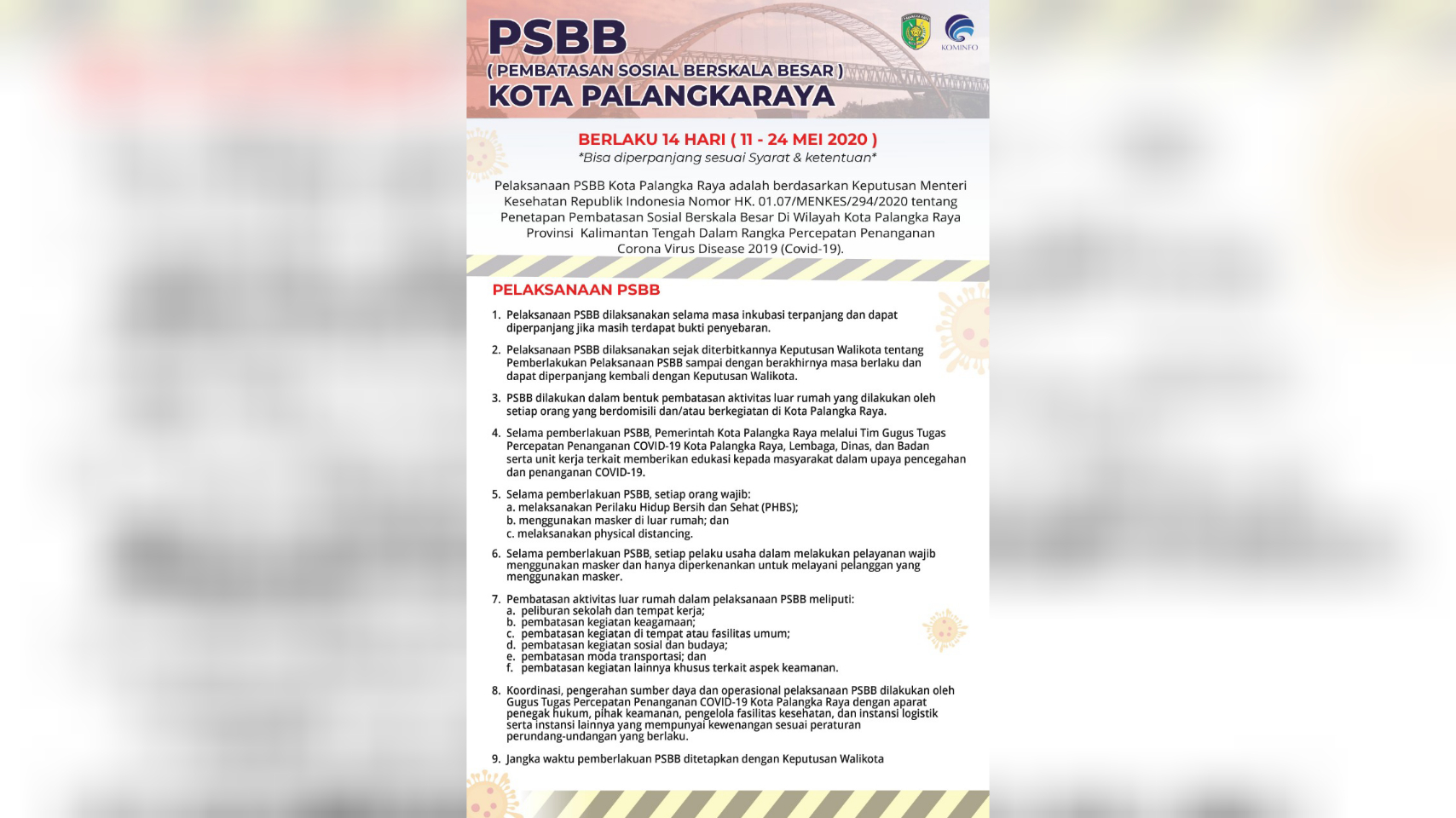 Palangka Raya Serius Terapkan Kebijakan PSBB