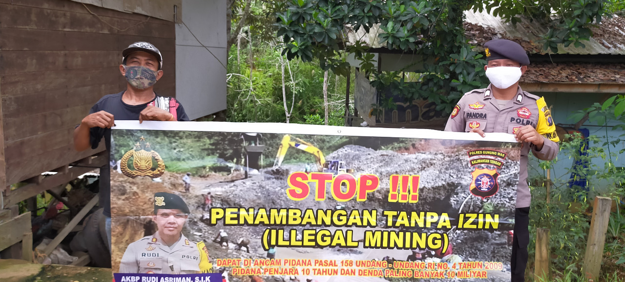 Melalui Spanduk, Polisi Edukasi Warganya Tentang Ilegal Minning