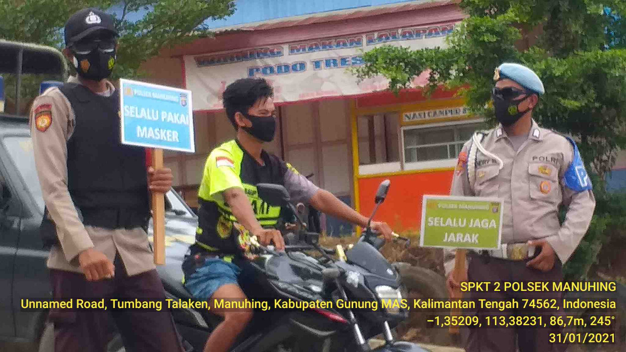 Ini Cara Polsek Manuhing Edukasi Prokes Kepada Warganya