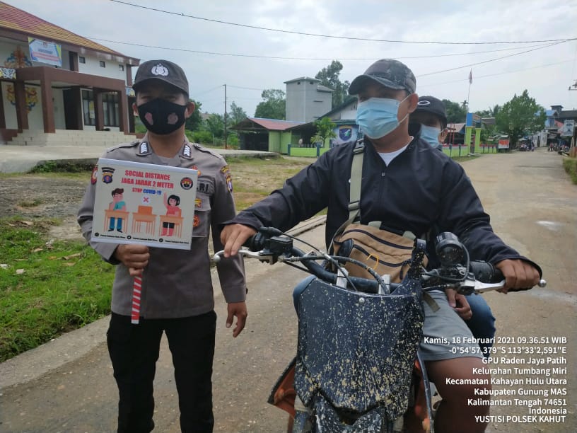 Polsek Kahut Aktif Kampanyekan Kepatuhan Prokes