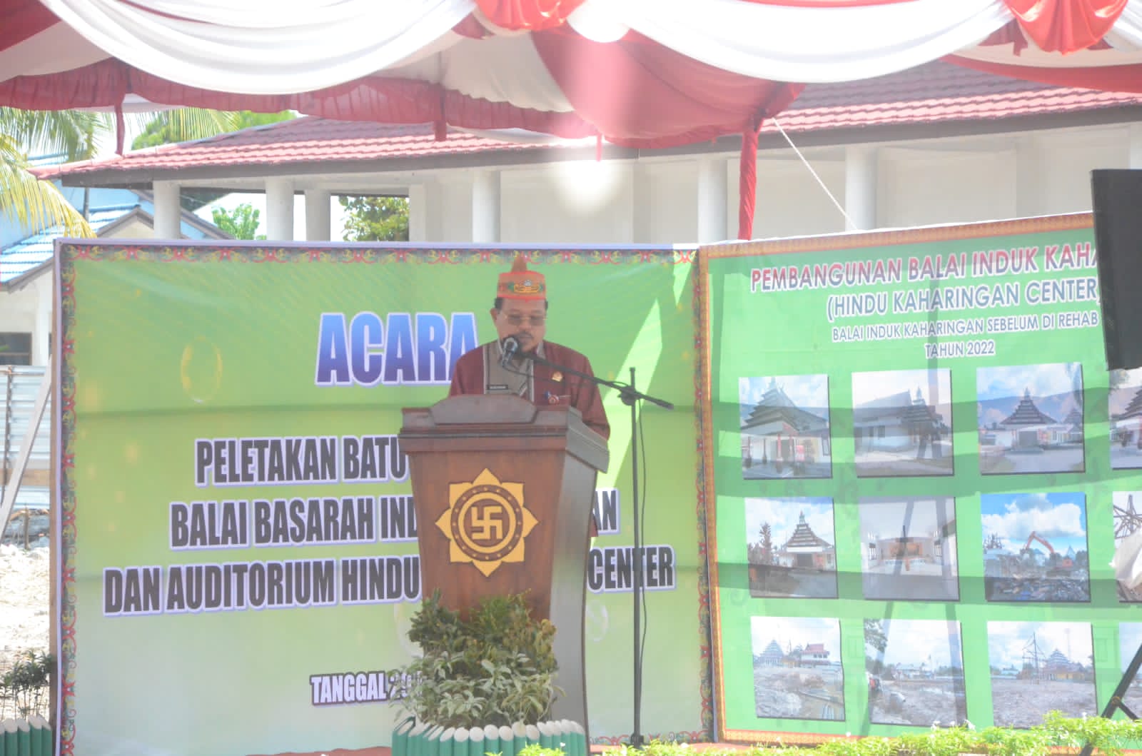 Sekda Laksanakan Peletakan Batu Pertama Auditorium Hindu Kaharingan