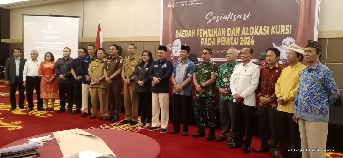 KPU Provinsi Kalteng Gelar Sosialisasi   Dapil dan Alokasi Kursi Pemilu Serentak 2024