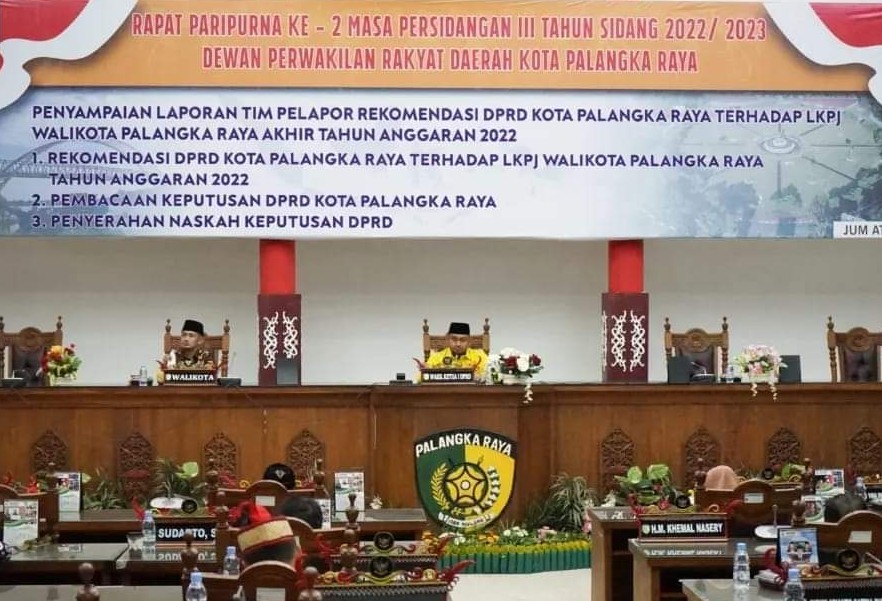 DPRD Adakan Sidang Paripurna  LKPJ Wali Kota Palangka Raya Tahun 2022.