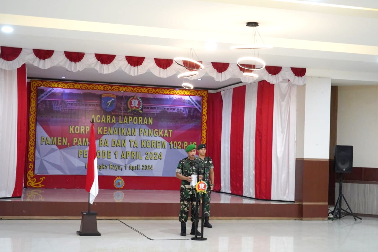 Danrem 102/Pjg Pimpin Laporan Korps Raport Kenaikan Pangkat